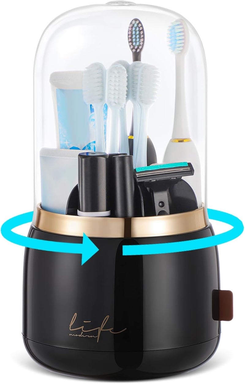 Forest Angle Toothbrush Holders for Bathrooms,Rotating 7-Slot with Cover and Draining Water,Kids Electric Toothbrush Holder and Toothpaste Stand Storage for Bathroom Accessories Counter Organizer Vanity - Image 1